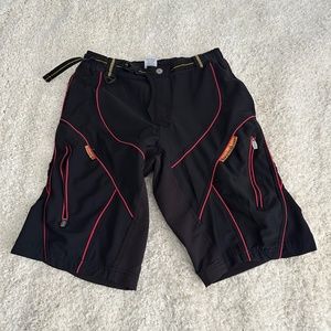 Ground Zero Mens Small Bike Trek Hiking Shorts Black Belted Stretch Adult